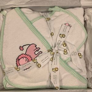 Barney’s New York Hooded Towel & Bath Mit set for baby
